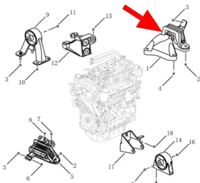 1077009700 GEELY Подушка (опора) двигателя левая (фото 1)