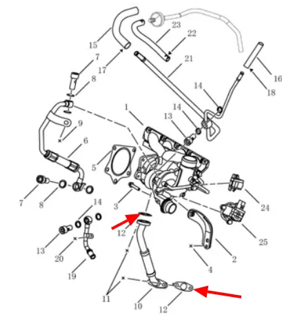 2034001400 GEELY Прокладка трубки слива масла из турбины (фото 1)