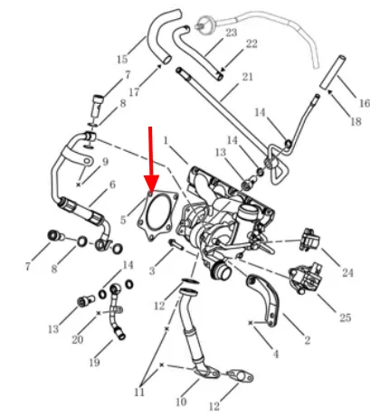2034002900 GEELY Прокладка турбины (фото 1)