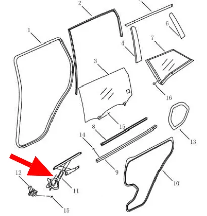 5085009200 GEELY Стеклоподъемник задней правой двери (фото 1)