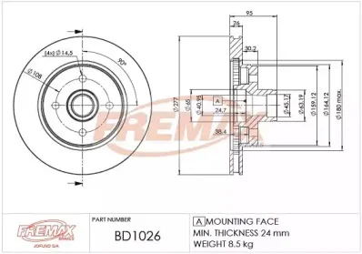 BD-1026 FREMAX Тормозной диск (фото 1)