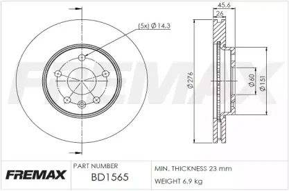 BD-1565 FREMAX Тормозной диск (фото 1)