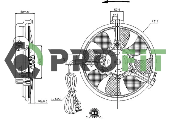 1850-0001 PROFIT Вентилятор, охлаждение двигателя (фото 1)