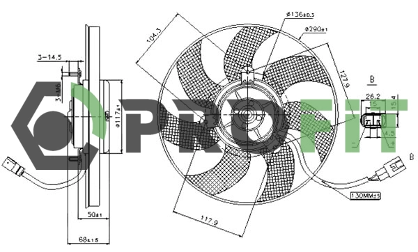 1850-0012 PROFIT Вентилятор, охлаждение двигателя (фото 1)