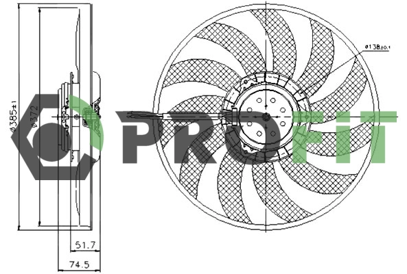 1850-0021 PROFIT Вентилятор, охлаждение двигателя (фото 1)