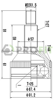 2710-1200 PROFIT Шарнирный комплект, приводной вал (фото 1)