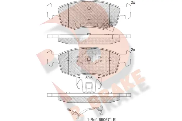 RB2422 R BRAKE Комплект тормозных колодок, дисковый тормоз (фото 1)