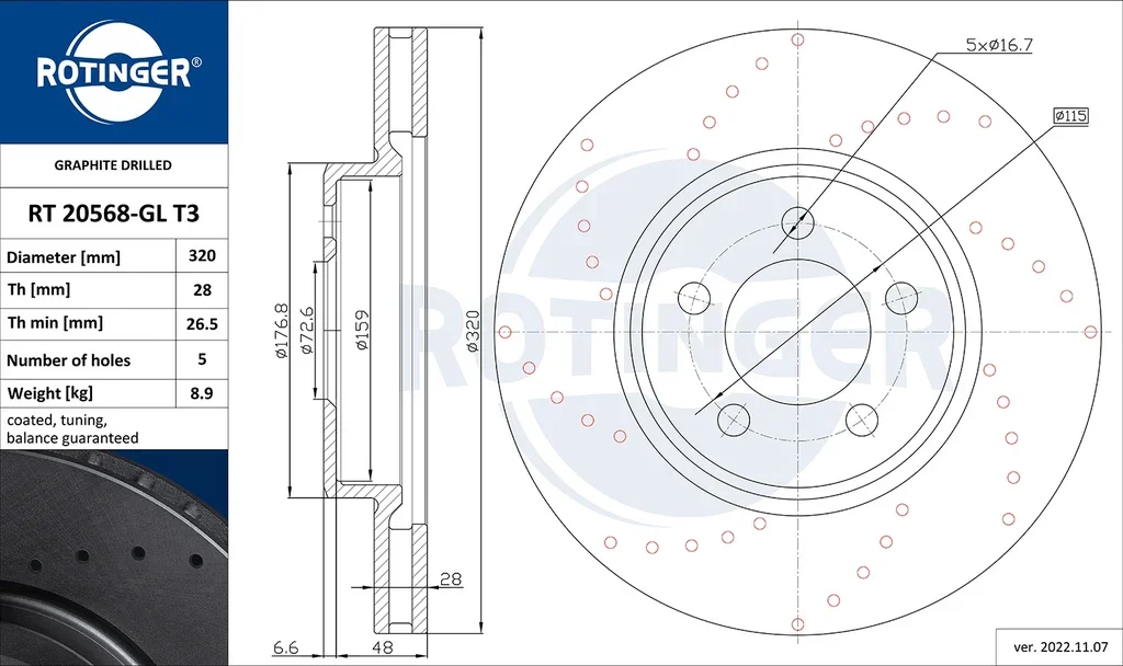 RT 20568-GL T3 ROTINGER Тормозной диск (фото 2)