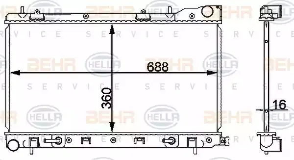 8MK 376 912-224 BEHR/HELLA/PAGID Радиатор охлаждения двигателя (фото 1)