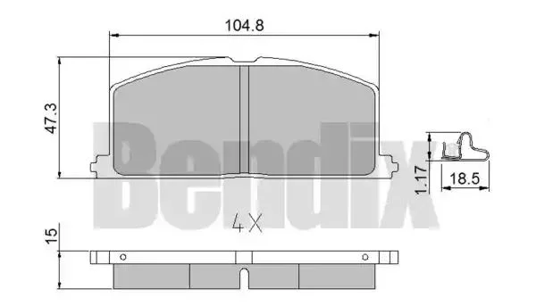 510052 BENDIX Комплект тормозных колодок (фото 1)