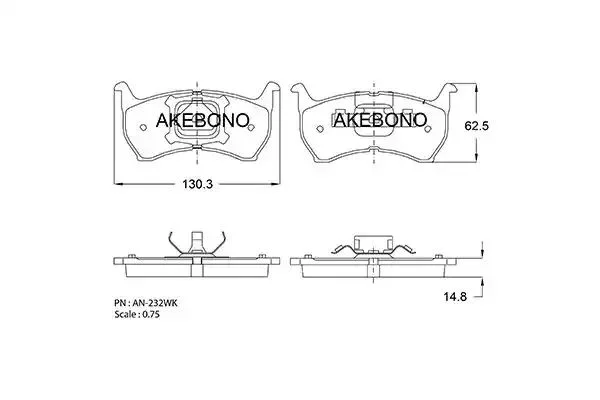 AN-232WKE AKEBONO Комплект тормозных колодок (фото 1)