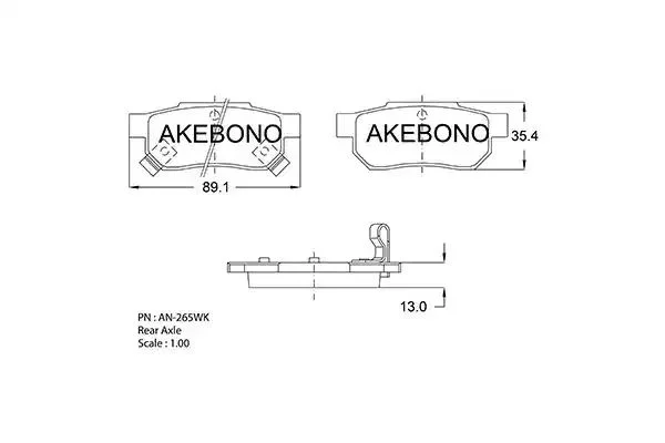 AN-265WKE AKEBONO Комплект тормозных колодок (фото 1)