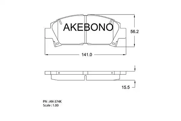 AN-374KE AKEBONO Комплект тормозных колодок (фото 1)