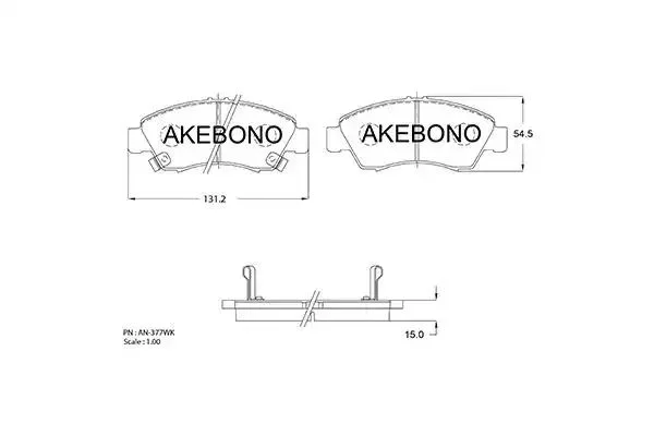 AN-377WKE AKEBONO Комплект тормозных колодок (фото 1)