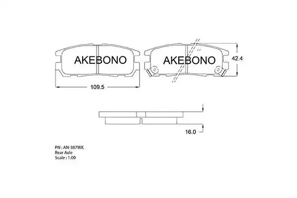 AN-387WKE AKEBONO Комплект тормозных колодок (фото 1)
