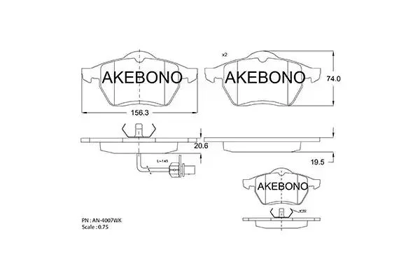 AN-4007WKE AKEBONO Комплект тормозных колодок (фото 1)