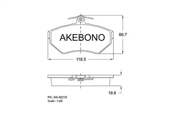 AN-4021K AKEBONO Комплект тормозных колодок (фото 1)