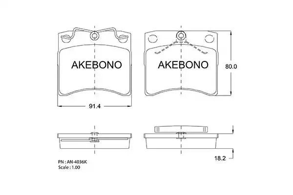 AN-4036K AKEBONO Комплект тормозных колодок (фото 1)