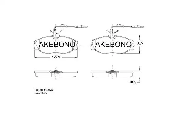 AN-4043WK AKEBONO Комплект тормозных колодок (фото 1)