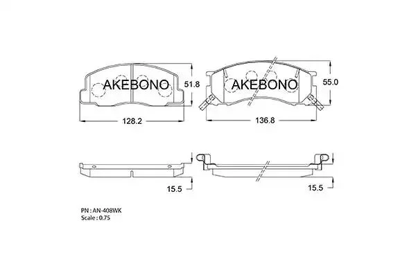 AN-408WKE AKEBONO Комплект тормозных колодок (фото 1)