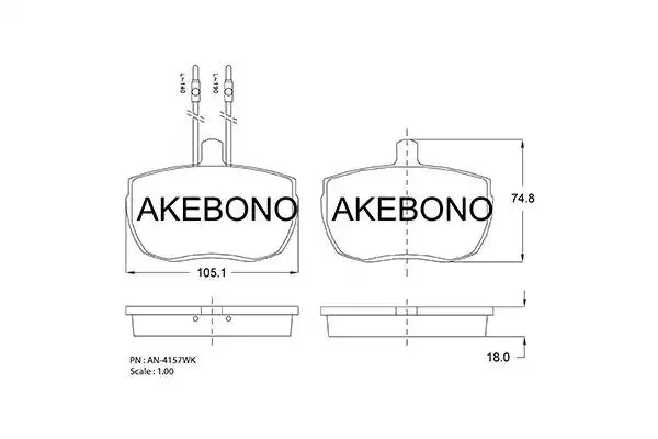 AN-4157WKE AKEBONO Комплект тормозных колодок (фото 1)