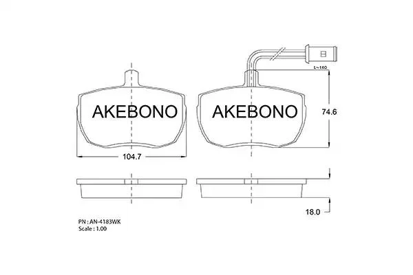 AN-4183WK AKEBONO Комплект тормозных колодок (фото 1)