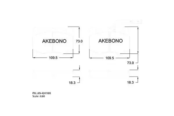 AN-4241WKE AKEBONO Комплект тормозных колодок (фото 1)