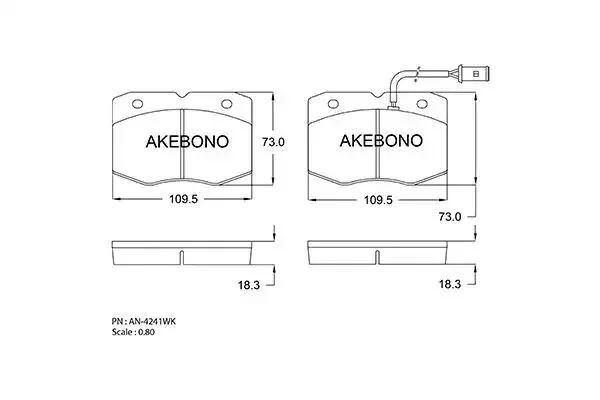 AN-4296WK AKEBONO Комплект тормозных колодок (фото 1)