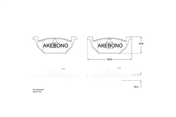 AN-4320K AKEBONO Комплект тормозных колодок (фото 1)