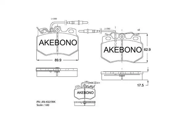 AN-4321WKE AKEBONO Комплект тормозных колодок (фото 1)