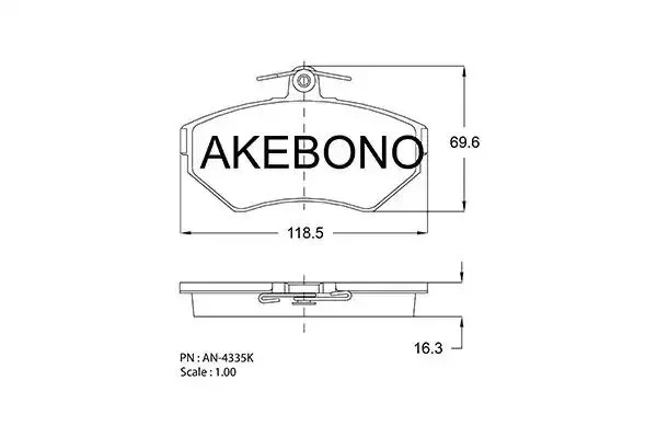 AN-4335KE AKEBONO Комплект тормозных колодок (фото 1)
