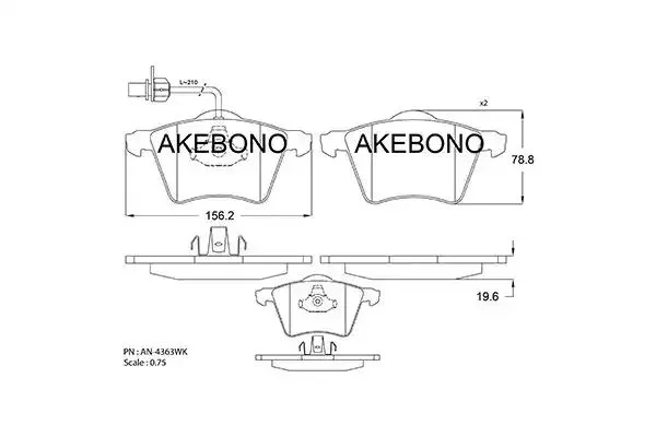 AN-4363WKE AKEBONO Комплект тормозных колодок (фото 1)