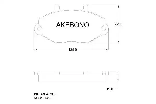 AN-4378KE AKEBONO Комплект тормозных колодок (фото 1)