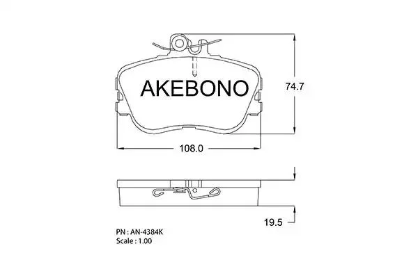 AN-4384K AKEBONO Комплект тормозных колодок (фото 1)