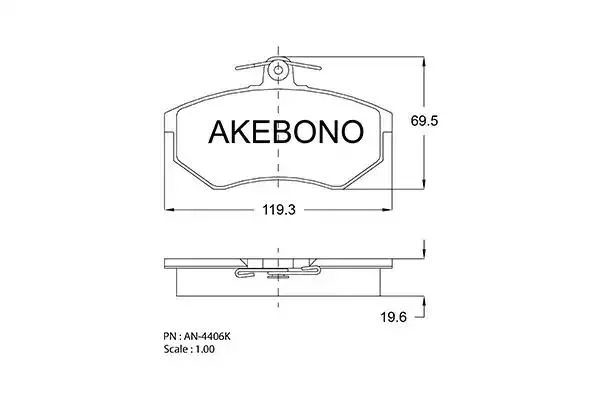 AN-4406K AKEBONO Комплект тормозных колодок (фото 1)