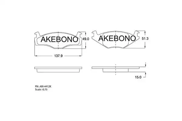 AN-4412K AKEBONO Комплект тормозных колодок (фото 1)