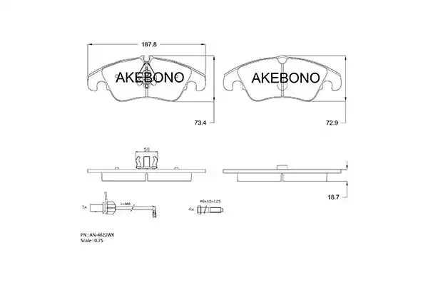 AN-4622WKE AKEBONO Комплект тормозных колодок (фото 1)