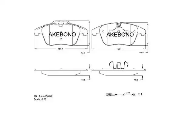 AN-4666WK AKEBONO Комплект тормозных колодок (фото 1)