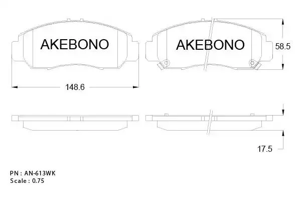 AN-613WKE AKEBONO Комплект тормозных колодок (фото 1)