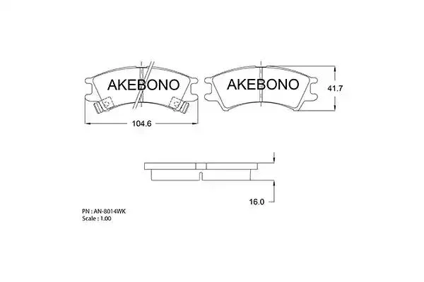 AN-8014WK AKEBONO Комплект тормозных колодок (фото 1)