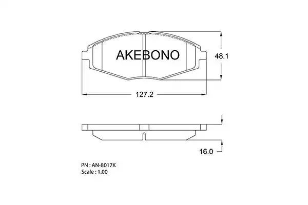 AN-8017KE AKEBONO Комплект тормозных колодок (фото 1)