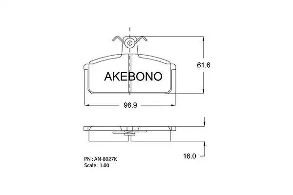 AN-8027K AKEBONO Комплект тормозных колодок (фото 1)