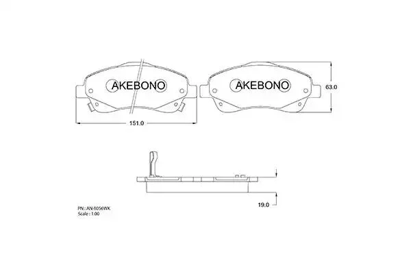 AN-8056WKE AKEBONO Комплект тормозных колодок (фото 1)