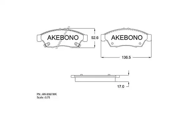 AN-8061WKE AKEBONO Комплект тормозных колодок (фото 1)