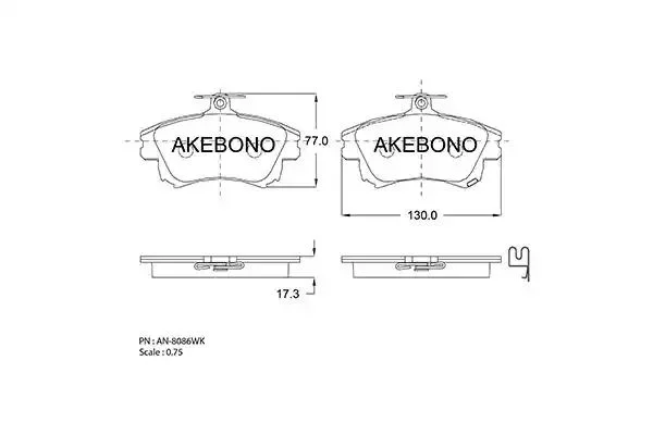 AN-8086WKE AKEBONO Комплект тормозных колодок (фото 1)