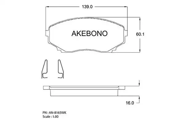 AN-8165WK AKEBONO Комплект тормозных колодок (фото 1)