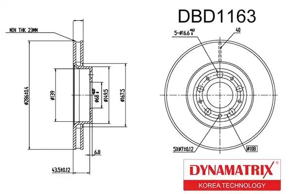 DBD1163 DYNAMAX Тормозной диск (фото 1)