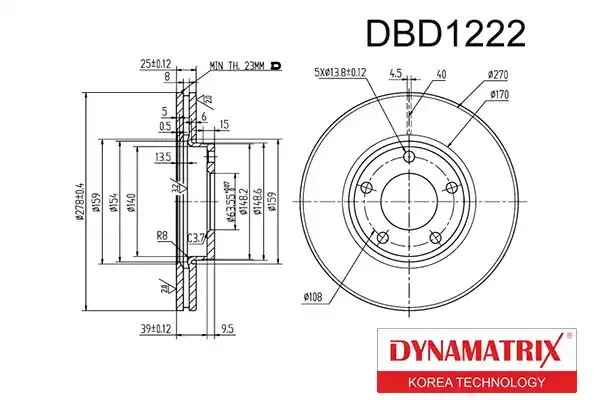 DBD1222 DYNAMAX Диск тормозной (фото 1)