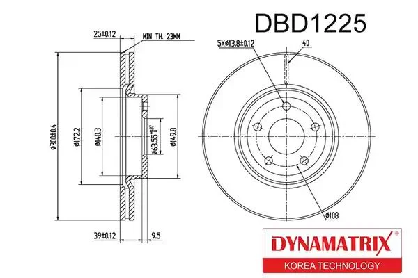 DBD1225 DYNAMAX Диск тормозной (фото 1)