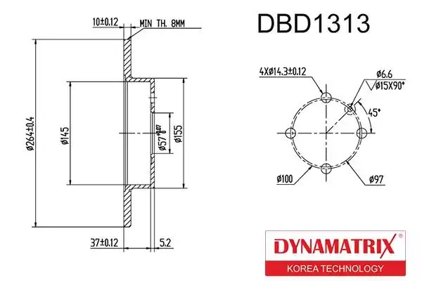 DBD1313 DYNAMAX Диск тормозной (фото 1)